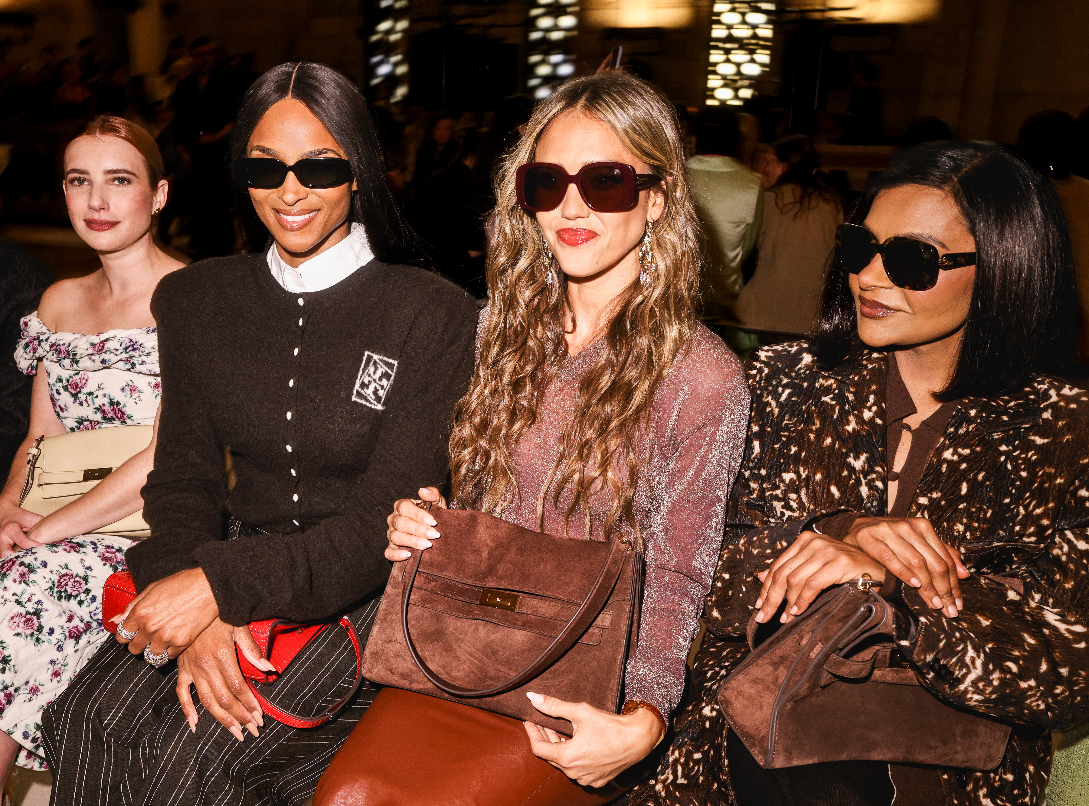 celebrities including Emma Roberts and Jessica Alba carry Tory Burch Lee Radziwill bags