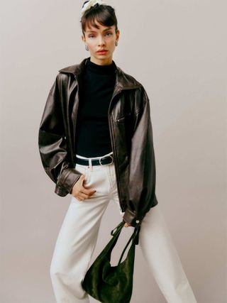 Veda Marco Leather Oversized Bomber