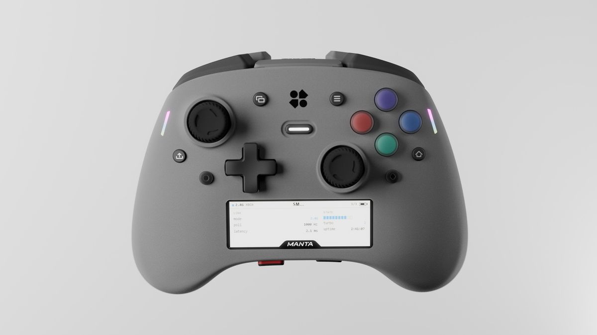 Genki's new controller about to go live on Kickstarter with a screen in the middle.