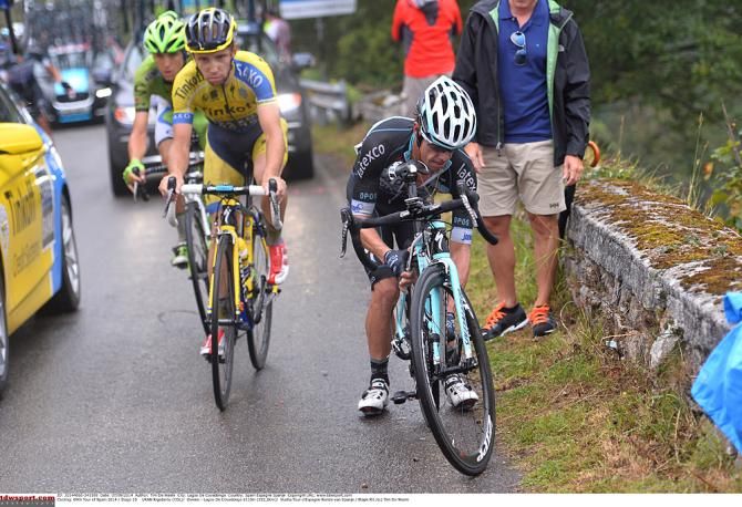 Uran is off his bike with a mechanical