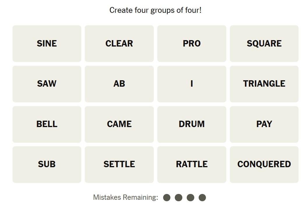 The New York Times Connections puzzle on November 10, 2025