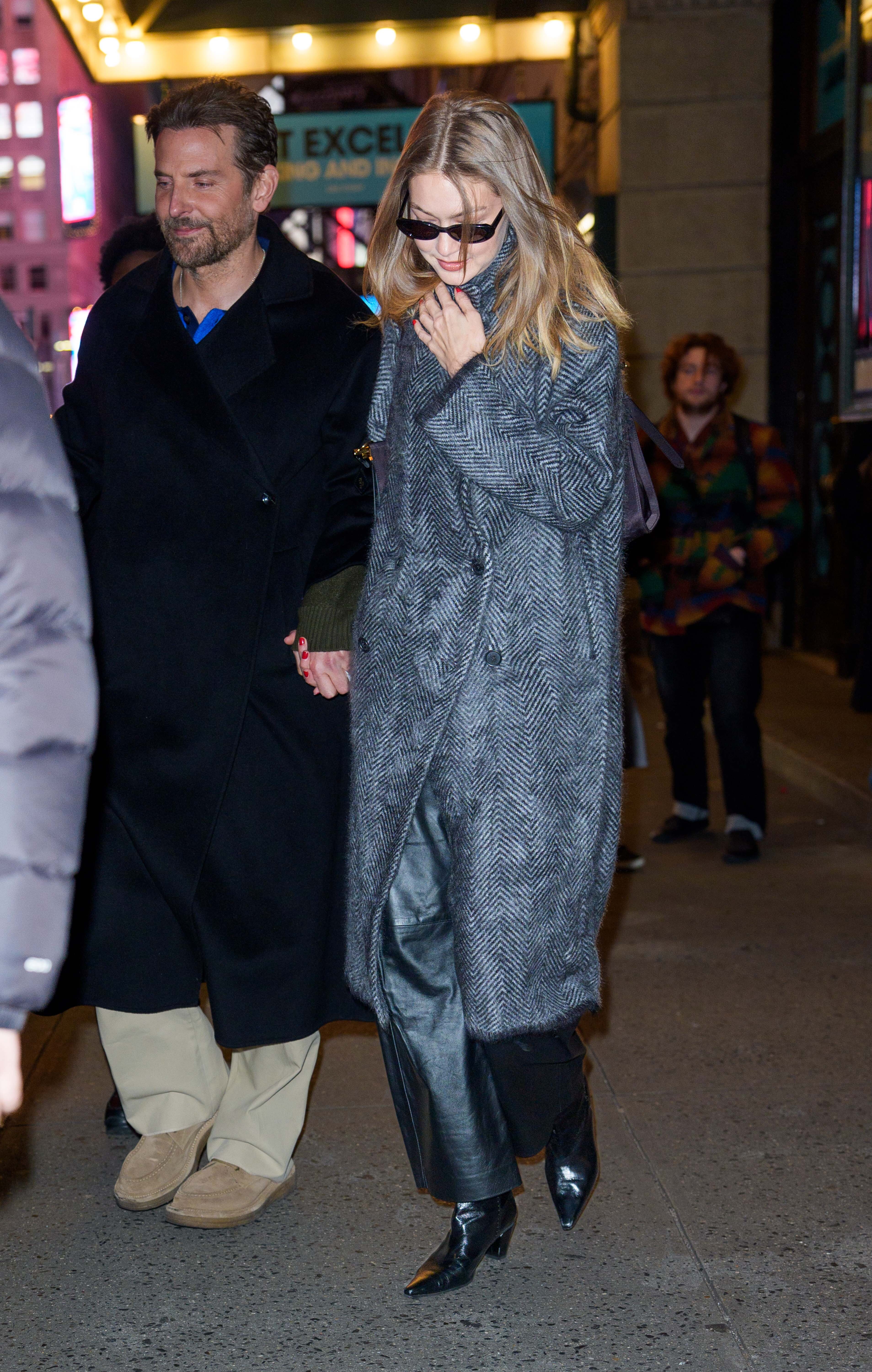 Gigi Hadid and Bradley Cooper took cues from Harry Styles and Zo&amp;euml; Kravitz's couples style in coordinating, but not matching winter coats