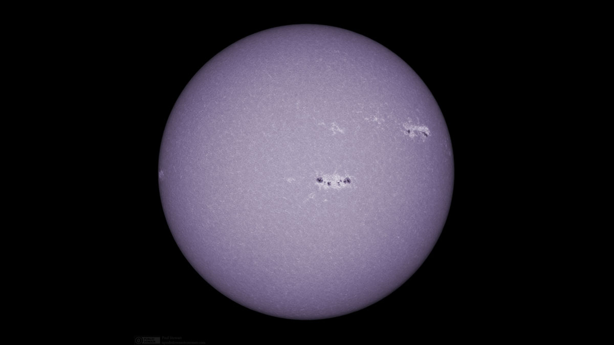 A photograph of the sun taken with a calcium-k filter.