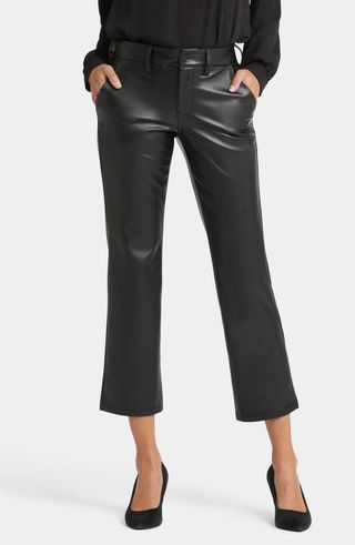 Faux Leather Straight Leg Ankle Pants