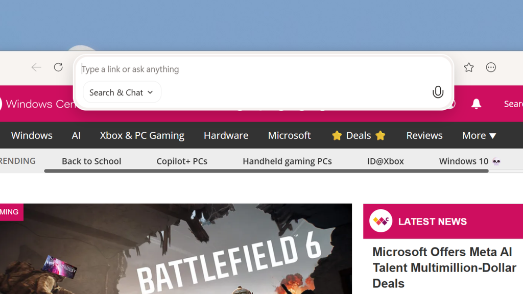 Microsoft Edge Olympia Address Bar