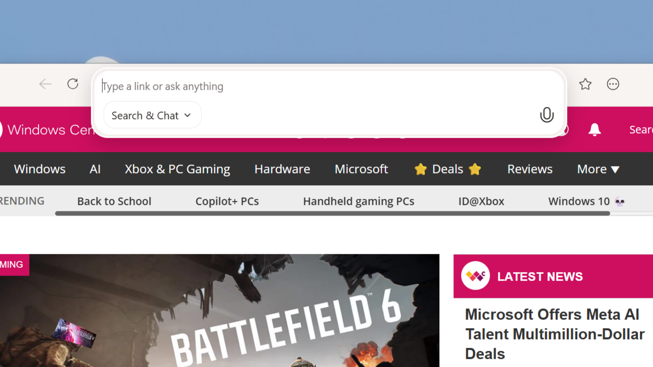Microsoft Edge Olympia Address Bar