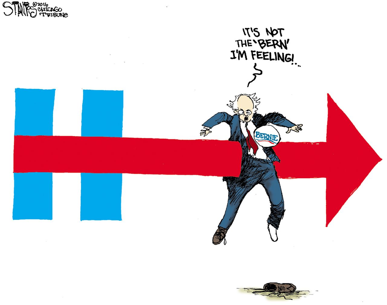 Political cartoon U.S. Bernie Sanders Hillary Clinton