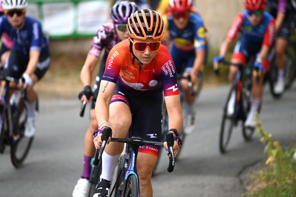 RODEZ FRANCE JULY 26 Audrey CordonRagot of France and Team Human Powered Health competes in the breakaway during the 2nd Tour de France Femmes 2023 Stage 4 a 1771km stage from Cahors to Rodez 572m UCIWWT on July 26 2023 in Rodez France Photo by Tim de WaeleGetty Images