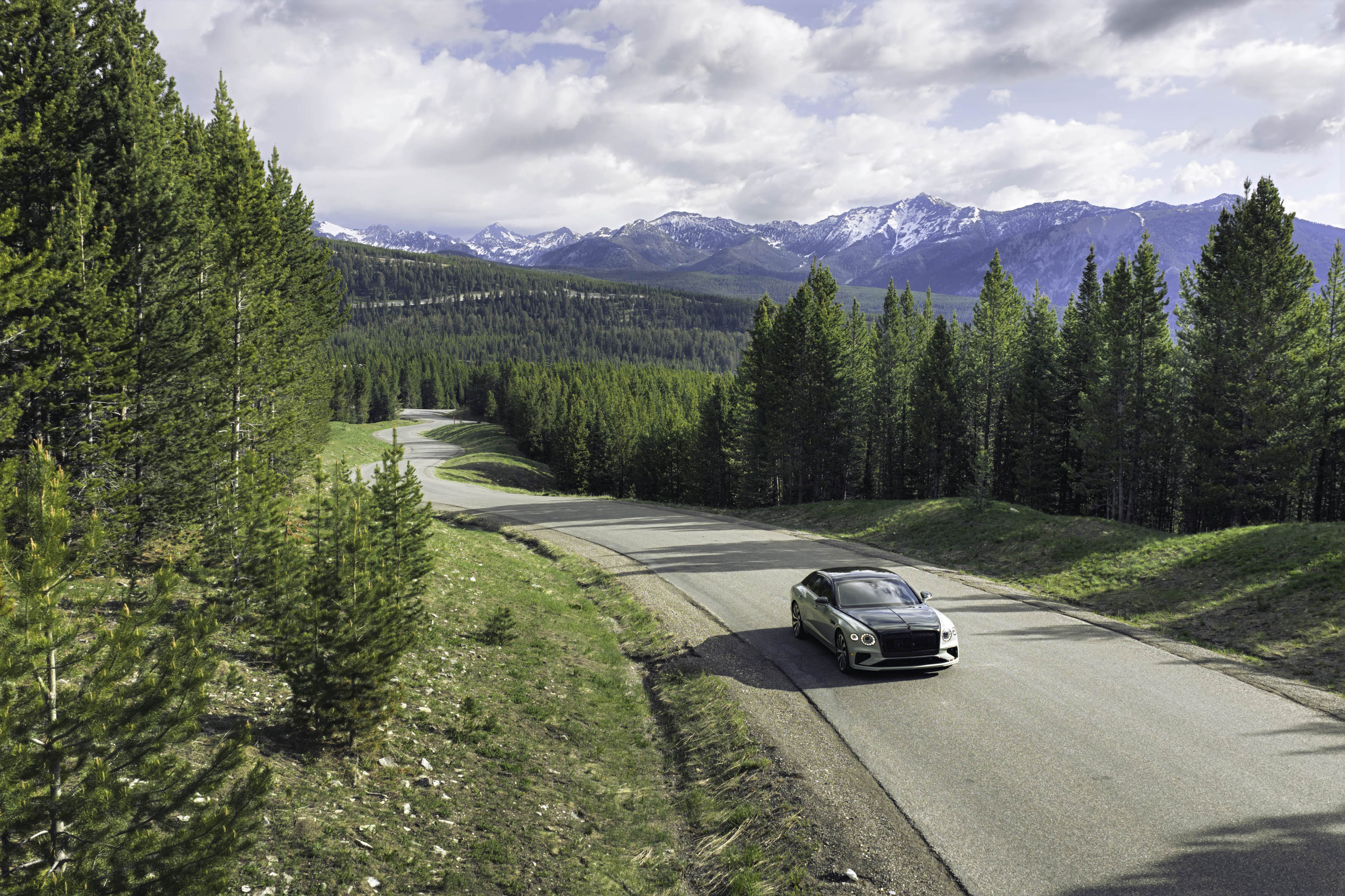 Bentley Flying Spur in Opalite over Cumbrian Green