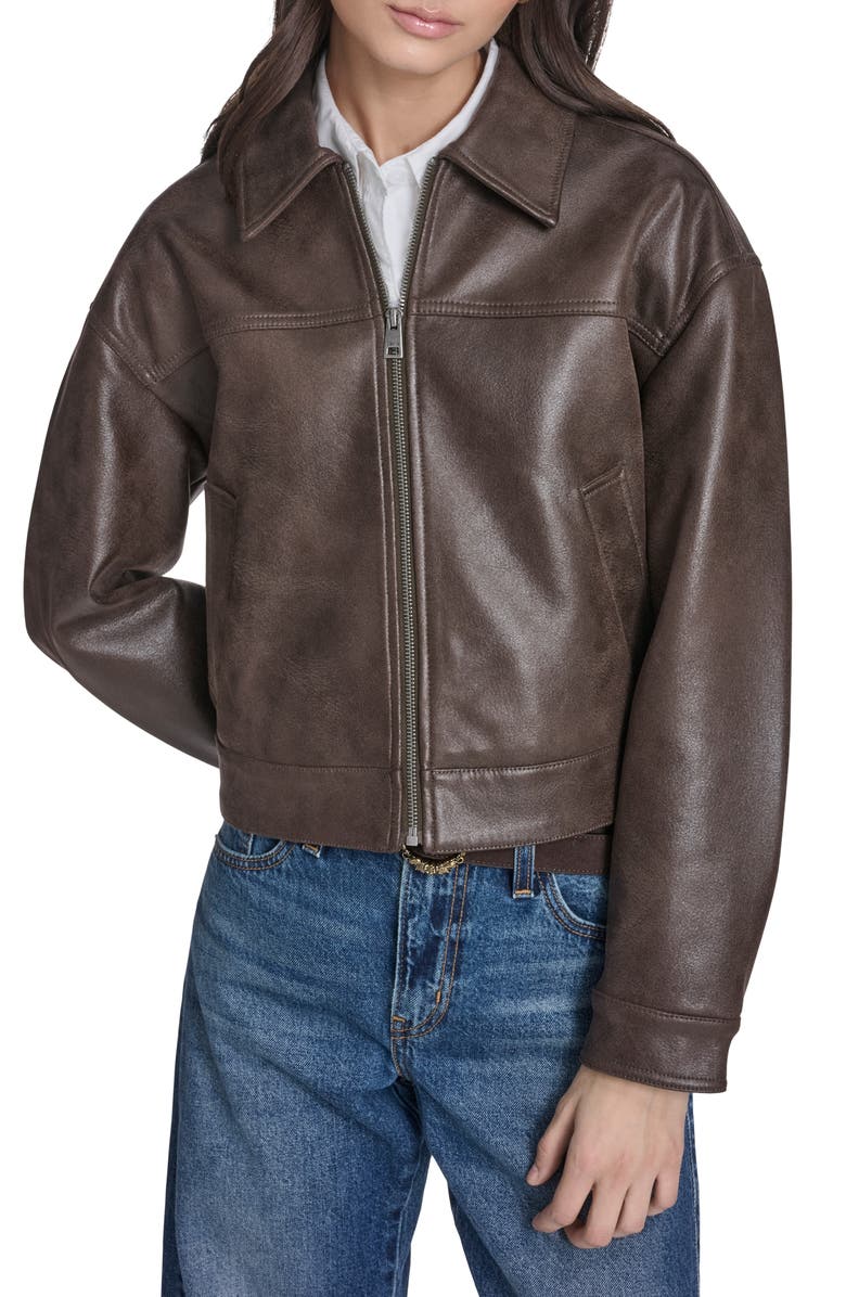 Faux Leather Zip Jacket