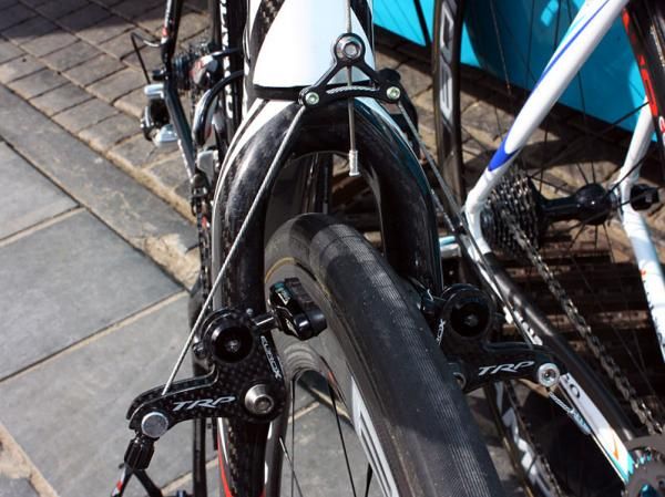 Since Bonnet's 'cross bike is intended for big knobbies, there's more than enough clearance for big road tubulars with room to spare.