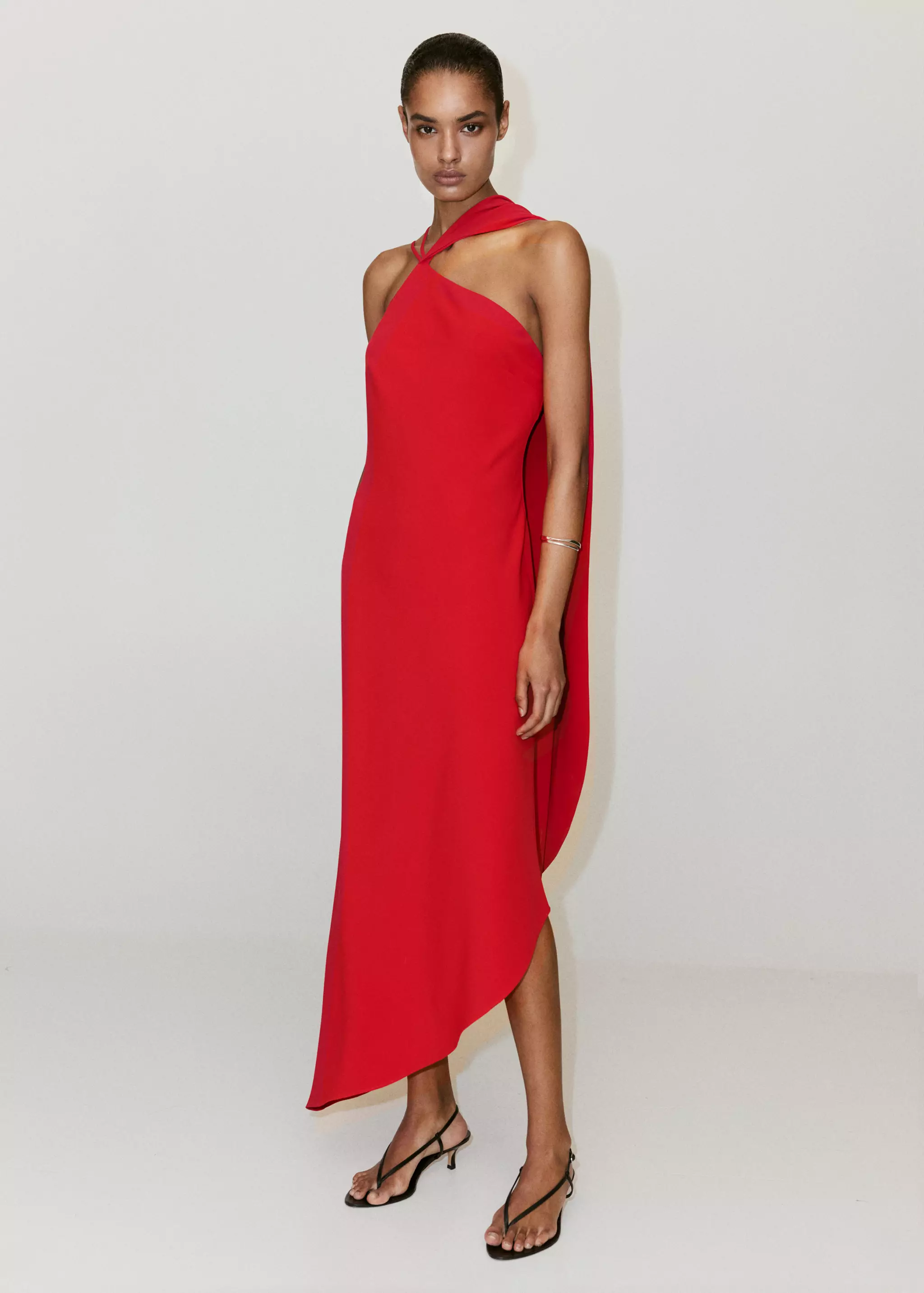 Asymmetrical Dress With Scarf - Women | Mango Usa