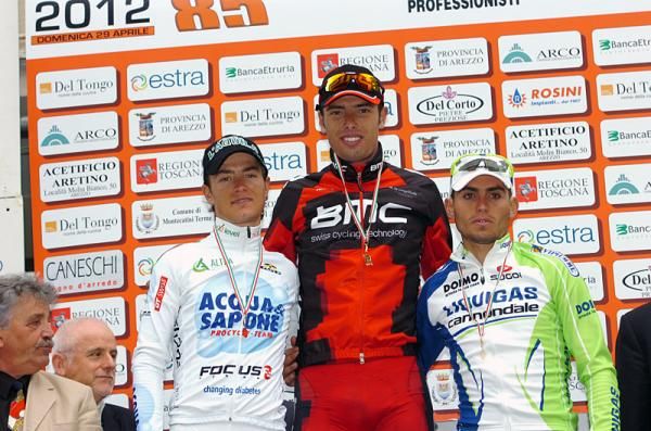 Giro della Toscana podium (l-r): Carlos Betancur, Alessandro Ballan and Valerio Agnoli