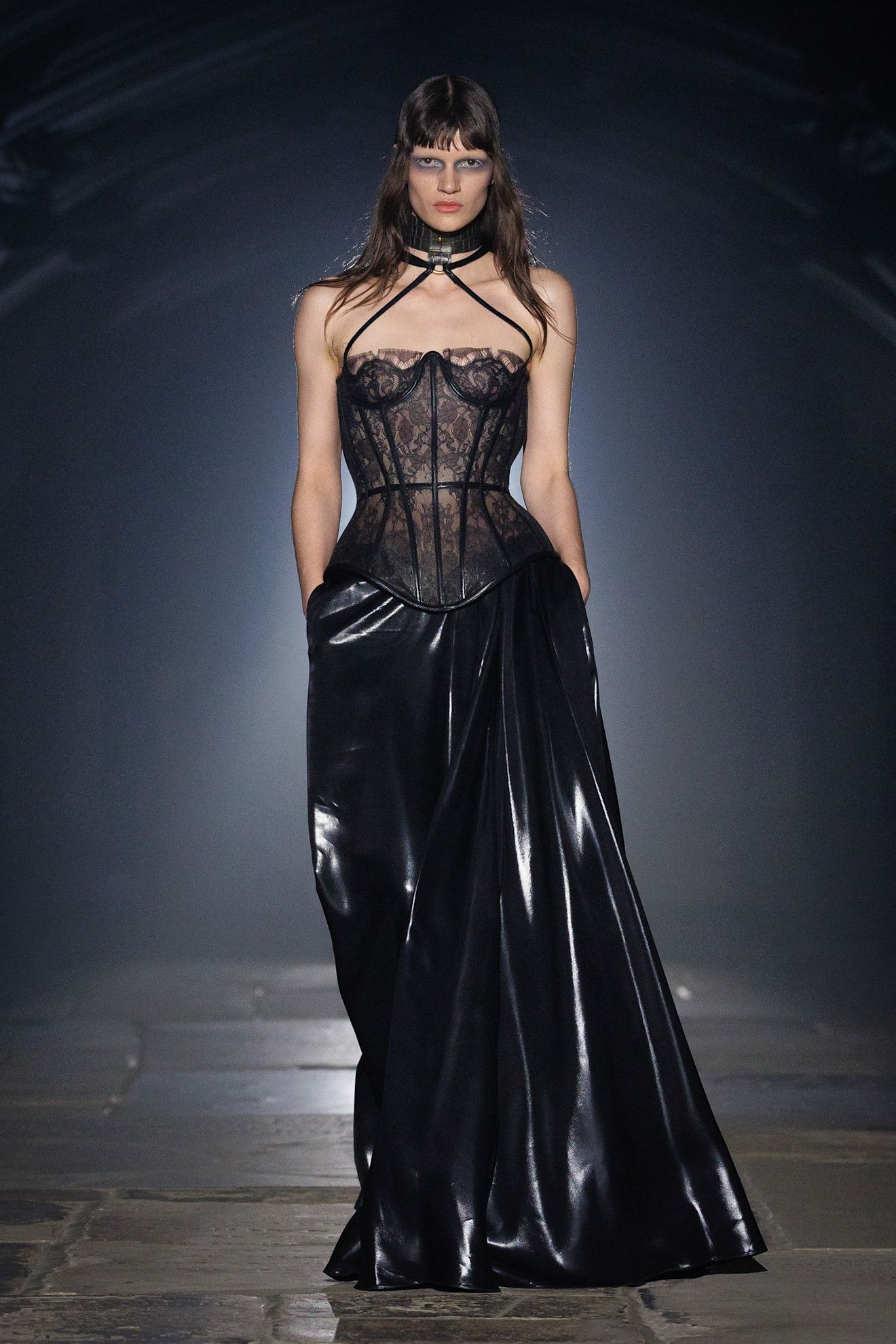 Photo of model walking in the Alexander McQueen Spring Summer 2027 show.