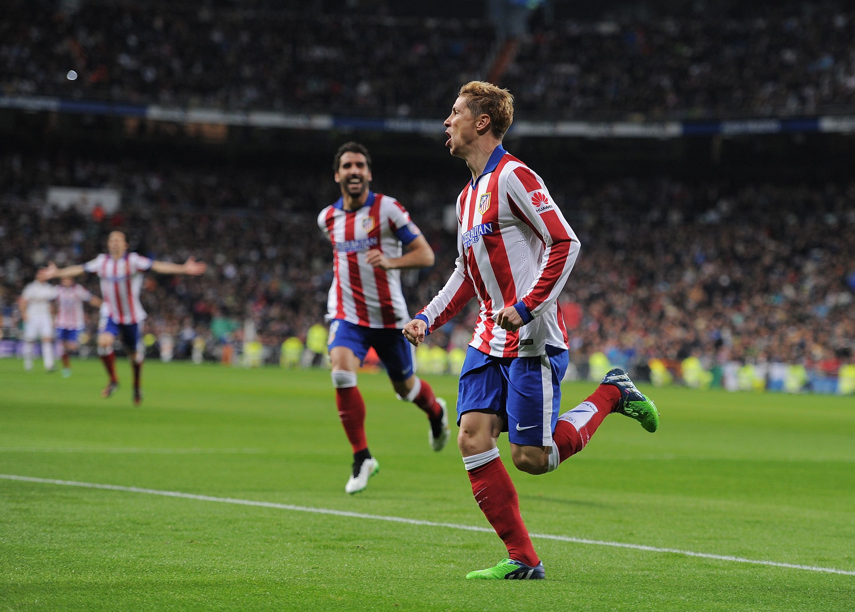 Fernando Torres celebrates after scoring for Atletico Madrid against Real Madrid in the Copa del Rey in January 2015.