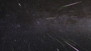 A photo of meteors shooting past