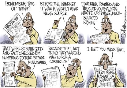 Editorial cartoon U.S. Newspapers fake news