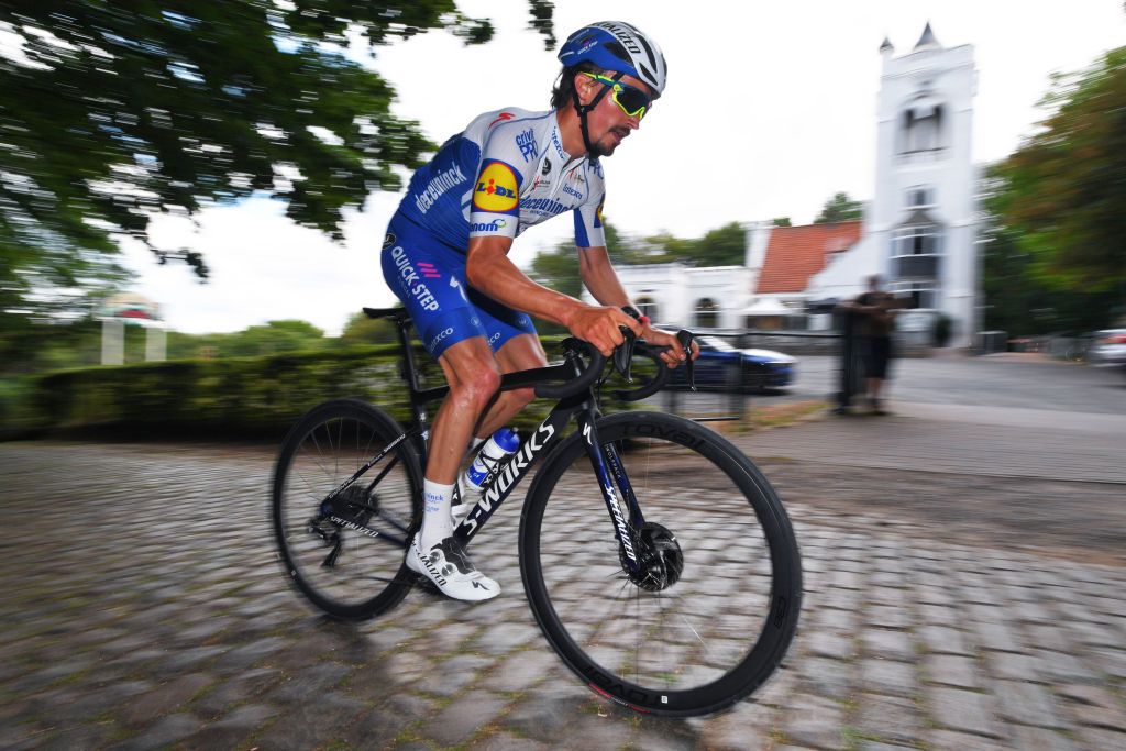 Julian Alaphilippe on the cobbles