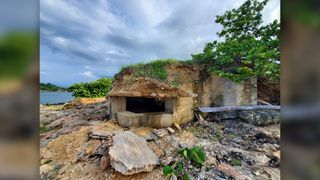 This photo shows a bunker that was built to defend the island in case the Americans invaded during the Cuban Missile Crisis. 