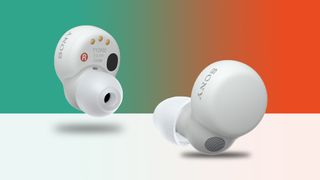 Sony LinkBuds S in white on multicolored background