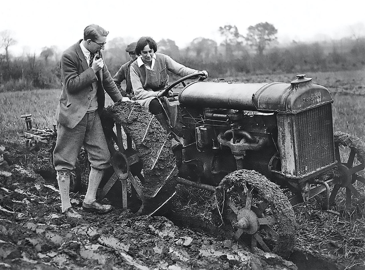 JEFY3C EVE BALFOUR (1898-1990) British organic farming pioneer on a Ferguson tractor about 1925