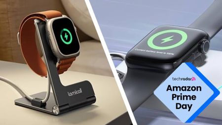 A charging stand and portable charging keychain charging Apple Watches