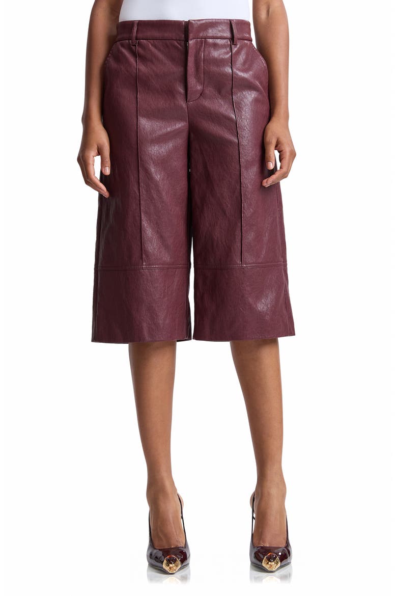 Pintuck Faux Leather Trouser Shorts