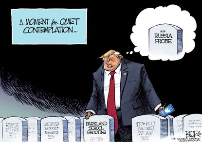 Political cartoon U.S. Trump Parkland shooting Russia investigation