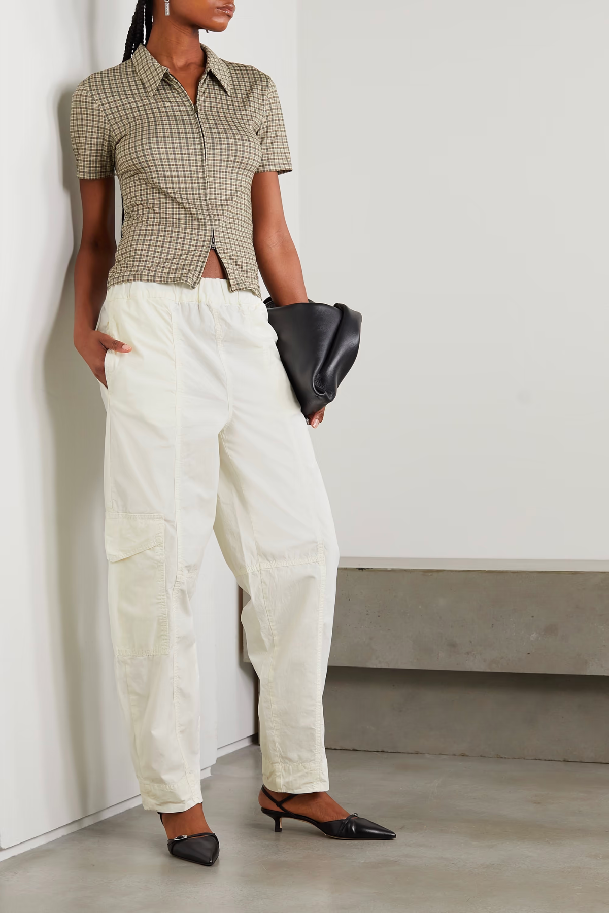 Ganni GANNI Cotton-blend straight-leg cargo pants