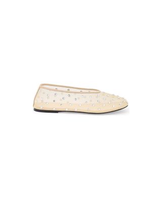 Best Price on the Market at Italist | Khaite the Marcy Embellished Mesh Ballet Shoes