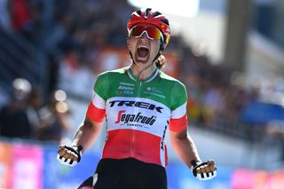 Elisa Longho Borghini (Trek-Segafredo) celebrates winning 2022 Paris-Roubaix Femmes 