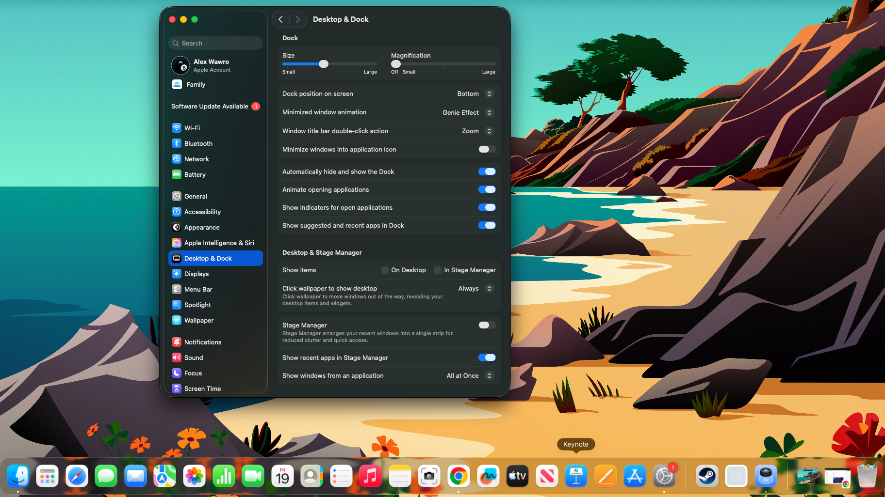 macOS Tahoe Dock customization menu