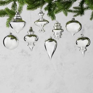 Williams Sonoma Classic Silver Ornaments, Set of 8