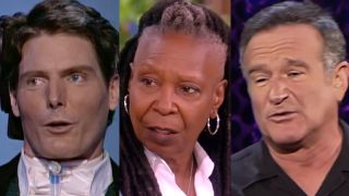 Chris Reeve as he appears in the DC Studio doc "Super/Man: The Christopher Reeve Story," Whoopi on the View, Robin starring in his standup special "Weapons of Self Destruction."