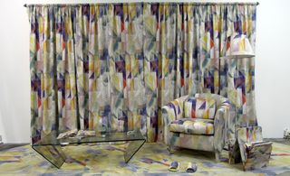 Matching patterned armchair & curtains