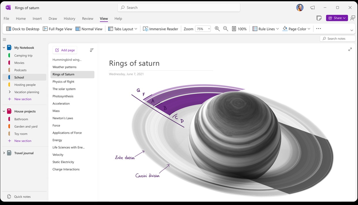 Vertikale Registerkarten in OneNote unter Windows