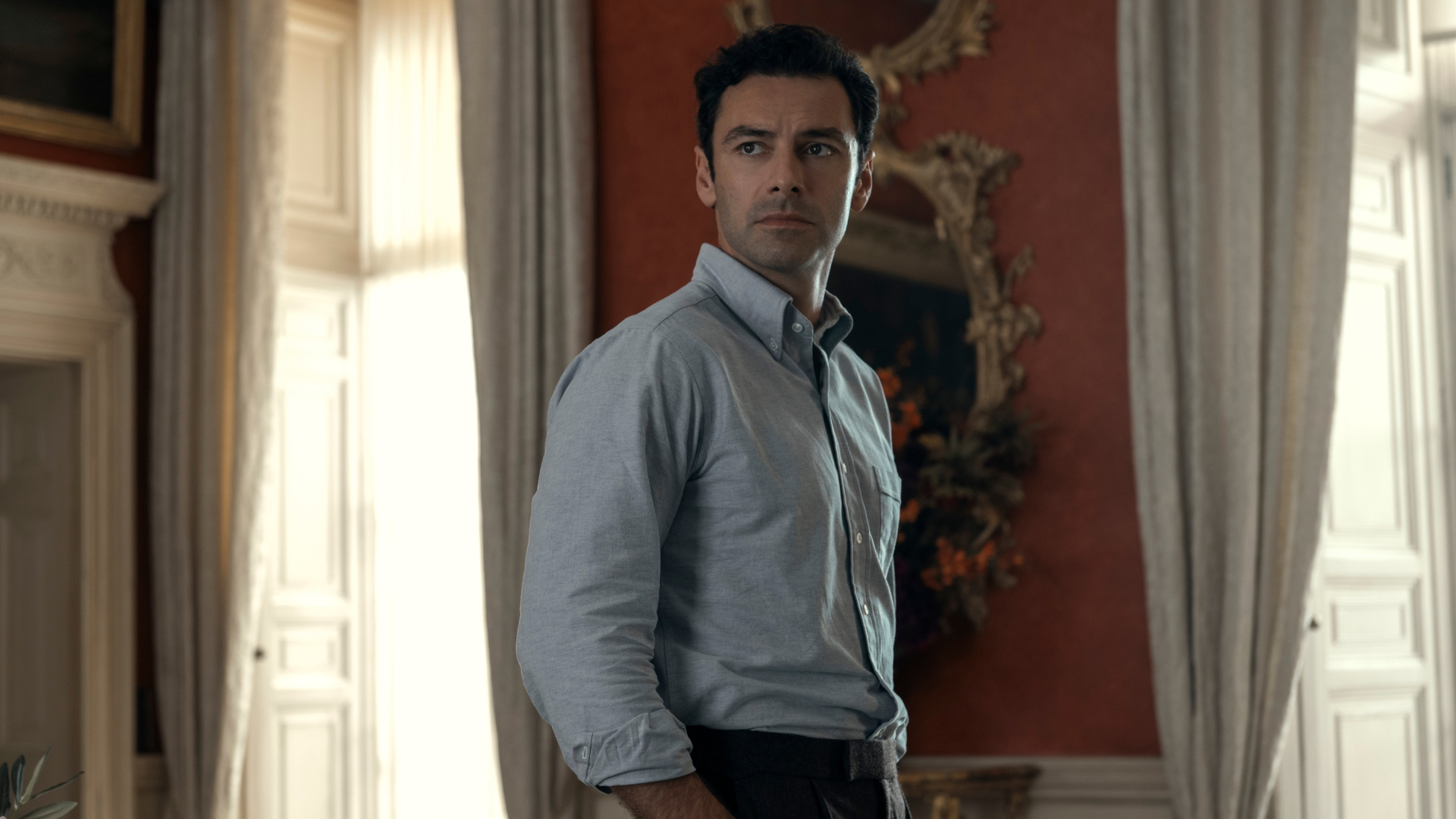 Aidan Turner as Callum Ellis in episode 307 of The Diplomat.