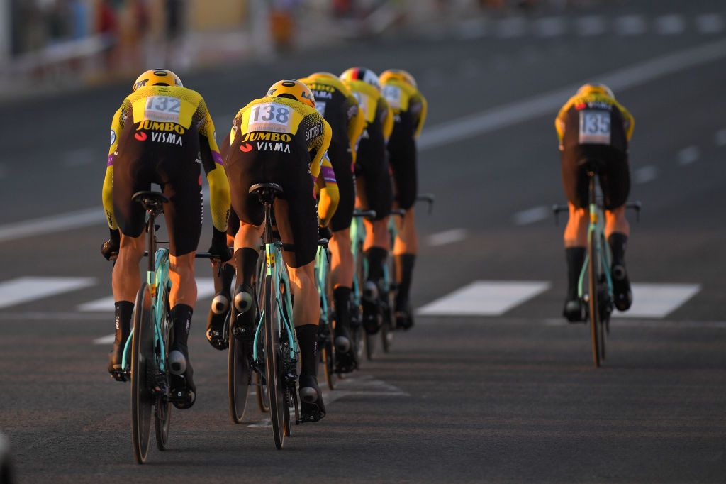 Jumbo-Visma in action in the opening team time trial of the 2019 Vuelta a Espana