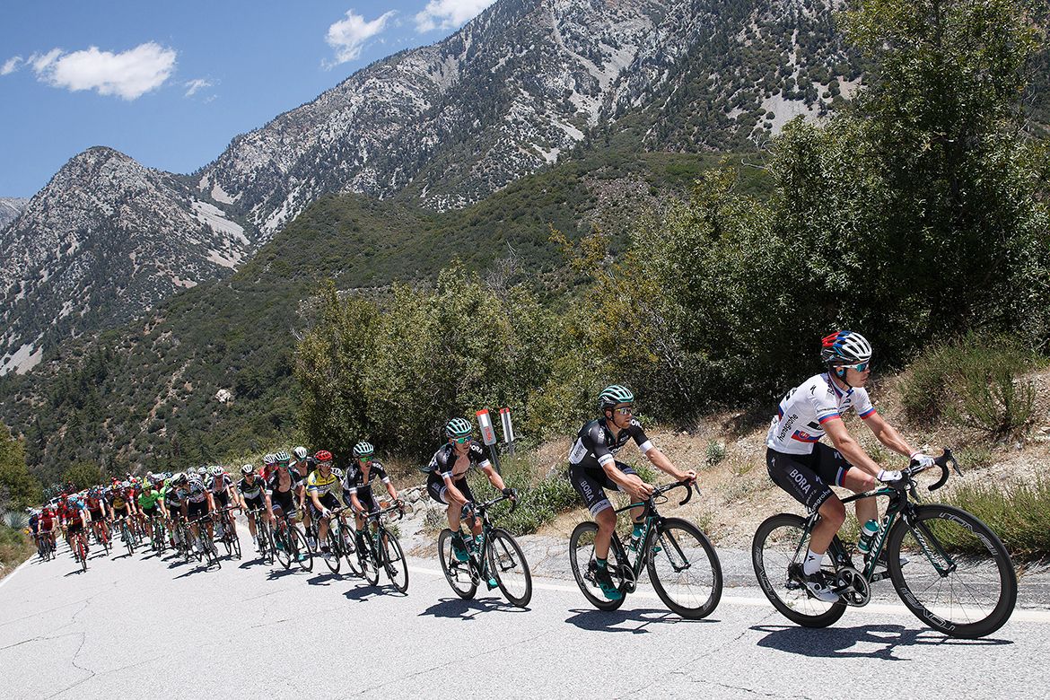 Slovenian national champion Juraj Sagan leads the peloton