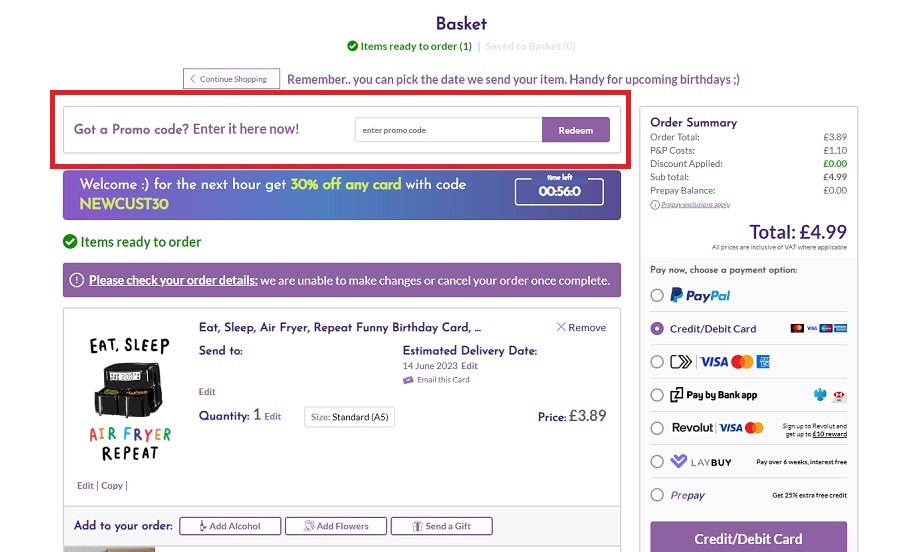 Funky Pigeon discount code website