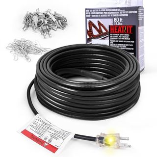 A black roll of Heatit Hird 100 Feet 5 Watts Per Foot Roof & Gutter Snow De-Icing Cable