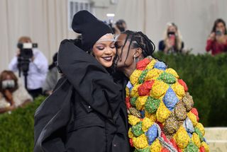 singer Rihanna and US rapper A$AP Rocky arrive for the 2021 Met Gala