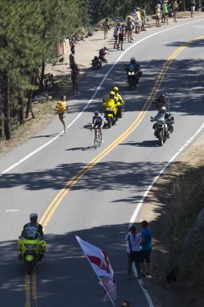 Boulder resident Rory Sutherland (UnitedHealthcare) climbs alone in the lead to the finish on Flagstaff Mountain.