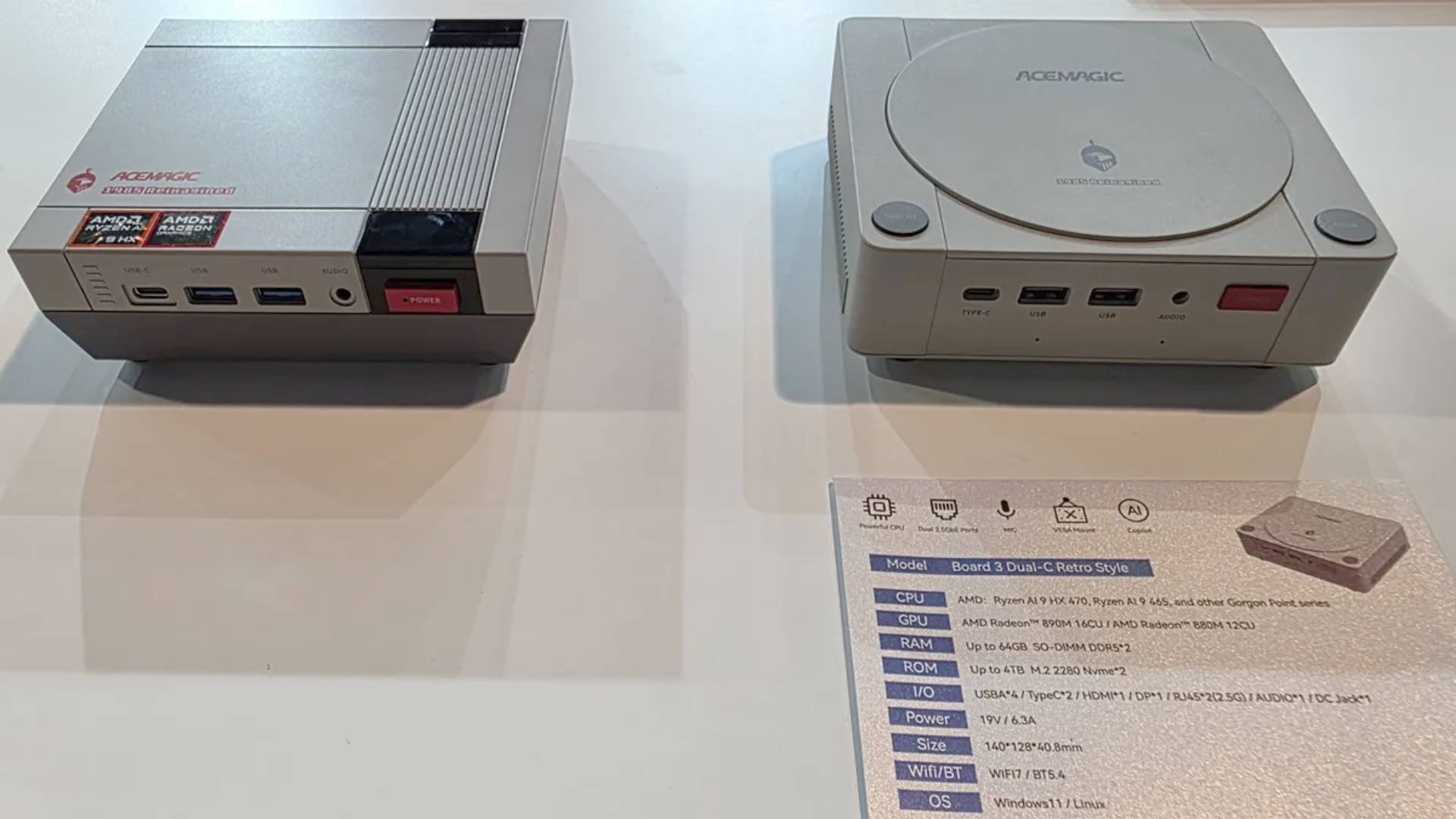 Acemagic NES and Dreamcast inspired Retro mini PCs at CES 2026.