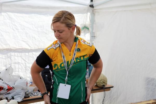 Australian Champion Jess Douglas, fourth Elite Women, before the start.