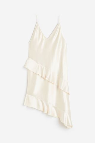 Flounced Satin Slip Dress