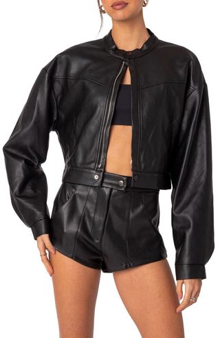 Ramona Crop Faux Leather Jacket