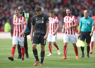 Liverpool were hammered by Stoke in Steven Gerrard's final game for the club