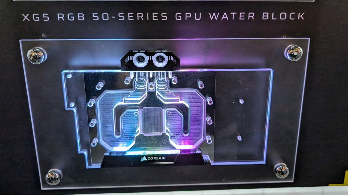 Corsair XG5 CPU cooling block on display at Computex 2025