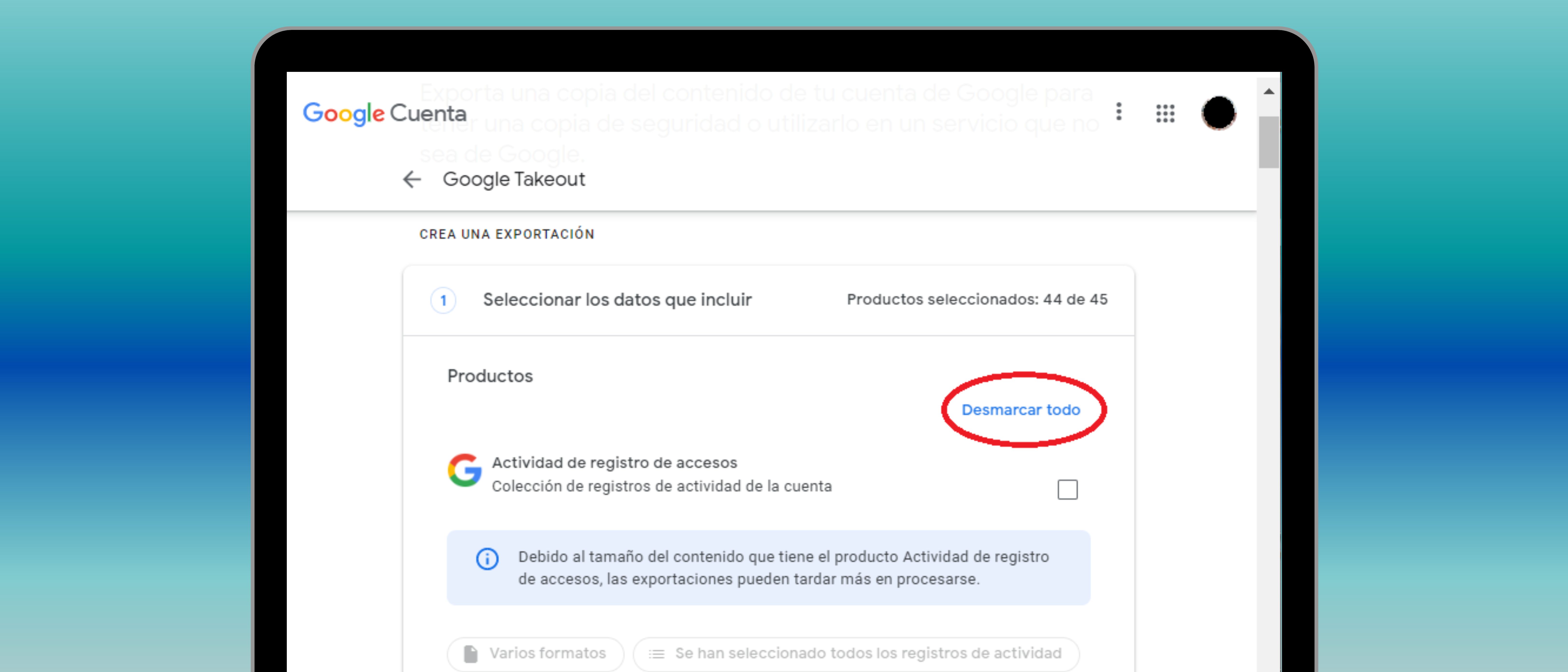 Descargar todas tus fotos de Google Fotos con Google Takeout